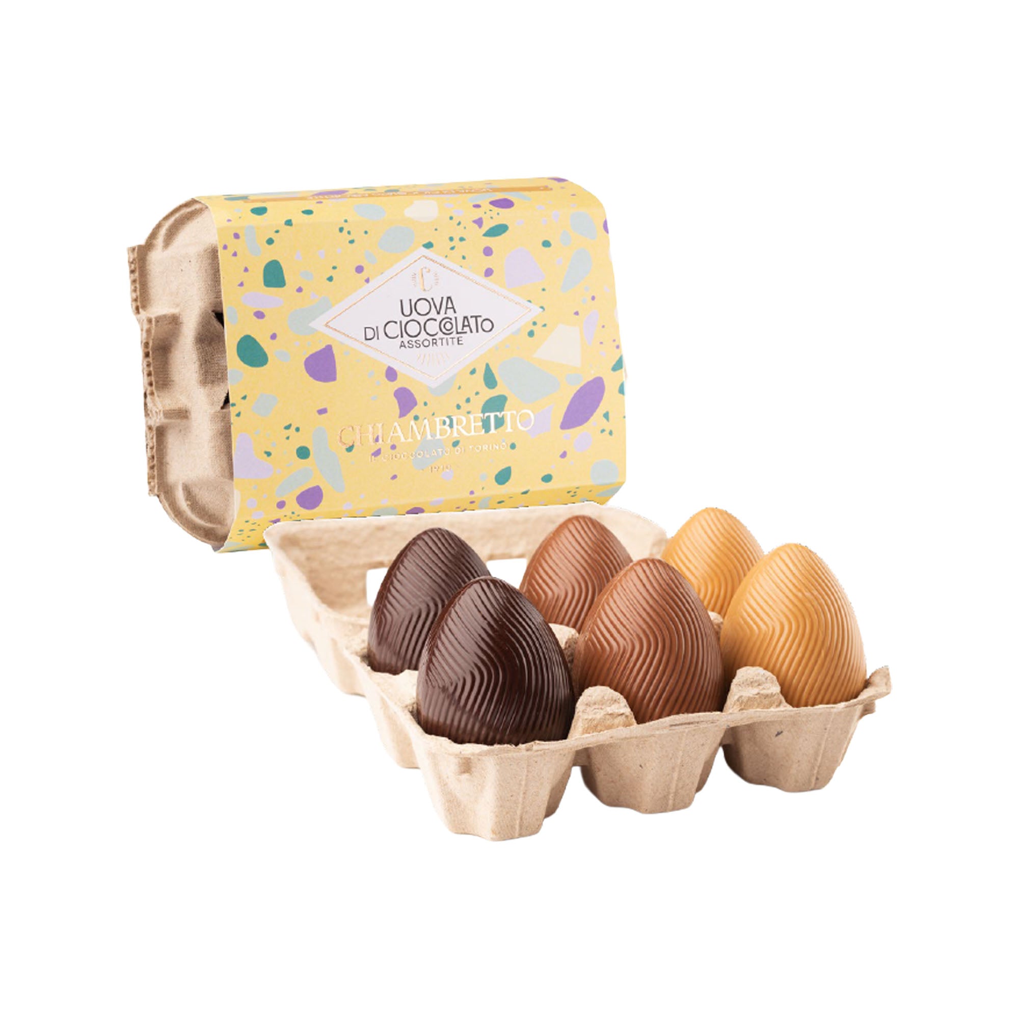 Schokoladeneier in Gelb - 3 Genussorten Chiambretto