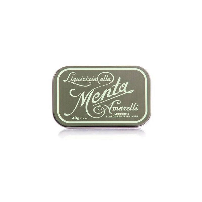 Grüne Dose von Amarelli Lakritz mit Minze