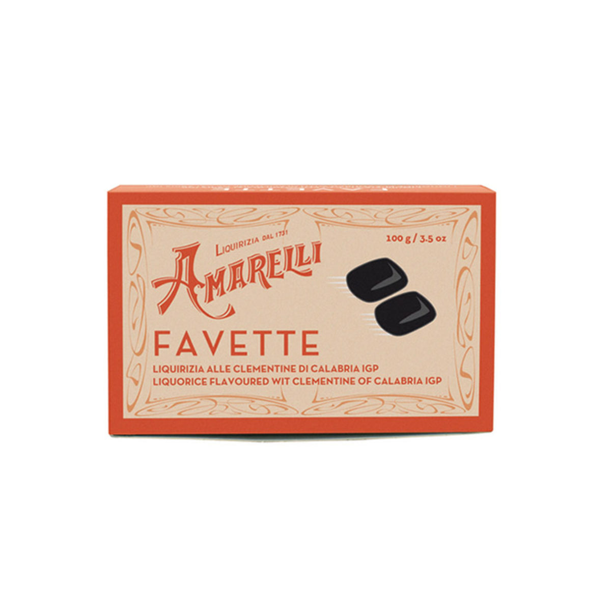 Amarelli Favette Lakritz Stückchen mit Clementinen aus Kalabrien 100g