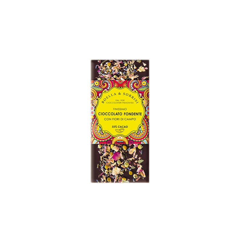 Zartbitterschokolade mit Blüten von Boellla & Sorrisi